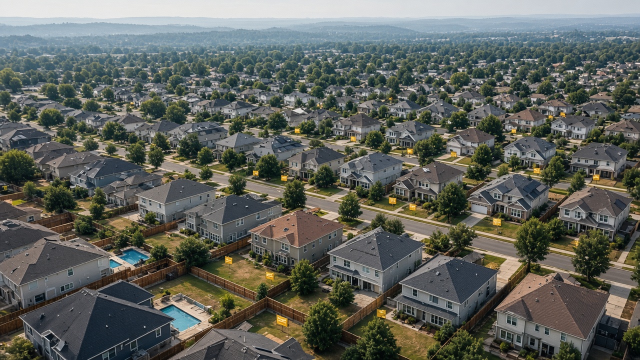 Suburban neighborhood with rising housing inventory — 10-year high in 2026