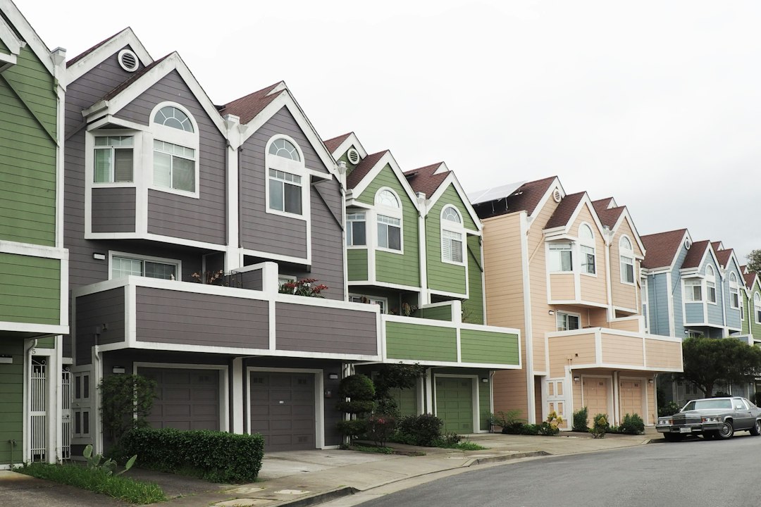 Townhouse and condo buildings in a suburban residential community